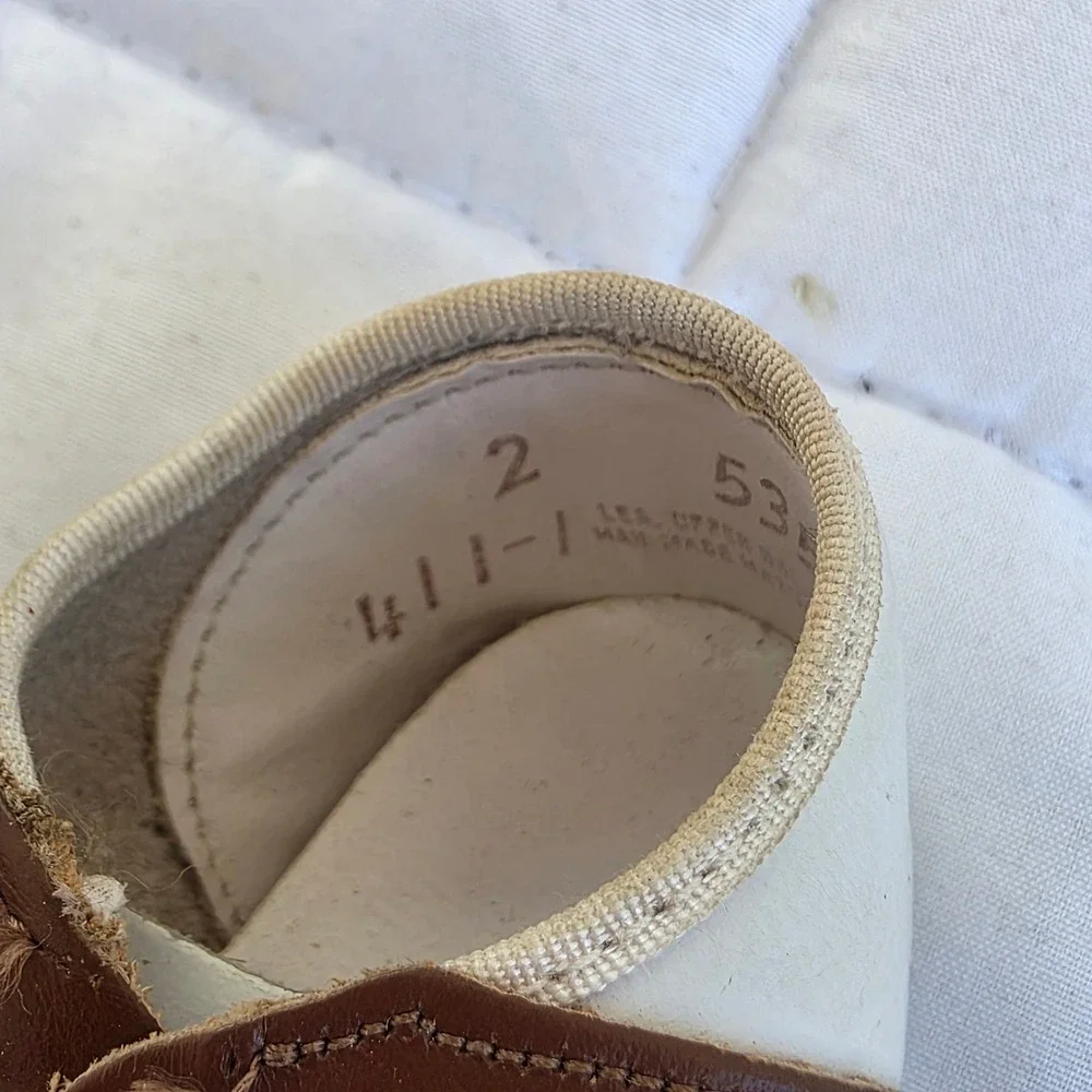 Vintage Baby Saddle Shoes White Brown Leather Lace Up Toddler Infant Size 2 1940